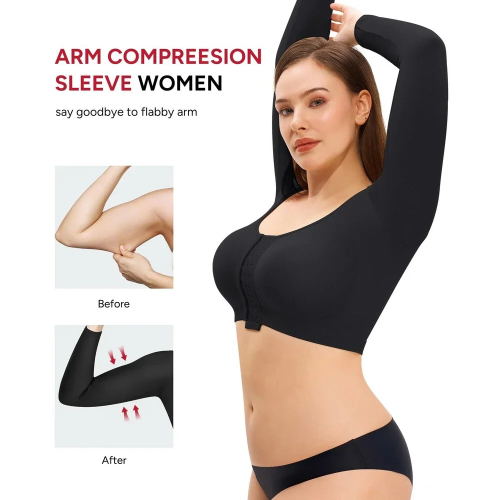 Nebility Women's Arm Compression Sleeve Shaper Post Surgery Front Closure XL